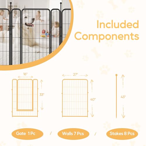 HealSmart Dog Playpen Indoor, Puppy Playpen Indoor for Yard, Camping, Heavy Duty Dog Pen for Puppies/Small Dogs