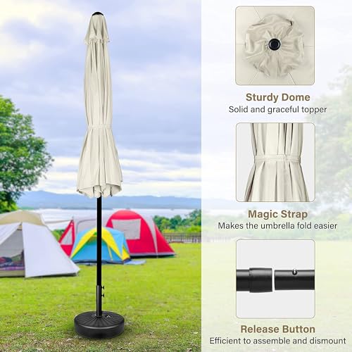 Simple Deluxe 9FT Outdoor Patio Umbrella Table Market Umbrella with Push Button Tilt and Crank, 8 Sturdy Ribs, UV Protection Waterproof for Garden, Lawn, Deck, Backyard, Pool