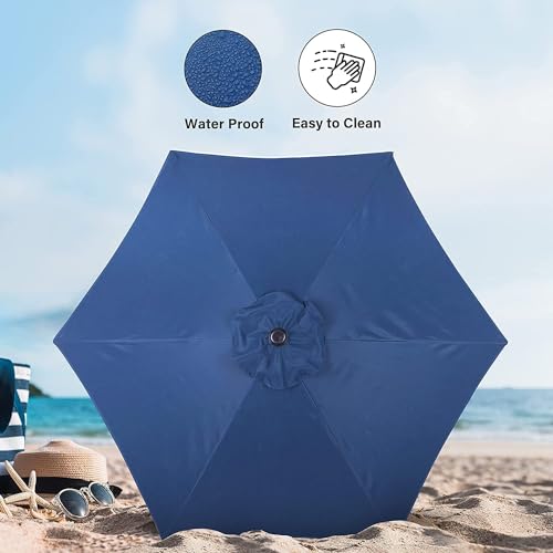 Simple Deluxe 9FT Outdoor Patio Umbrella Table Market Umbrella with Push Button Tilt and Crank, 8 Sturdy Ribs, UV Protection Waterproof for Garden, Lawn, Deck, Backyard, Pool