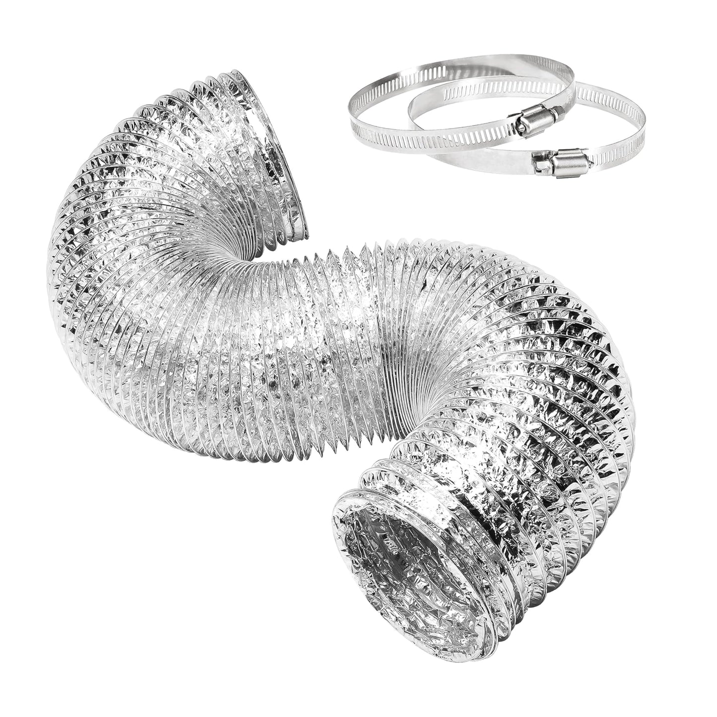 YSSOA 4 Inch 195 CFM Inline Duct Ventilation Fan Exhaust Fan, 8 Feet Long Flexible Dryer Vent Hose Aluminum Ducting for Grow Tent Air Circulation, Attic, Greenhouse