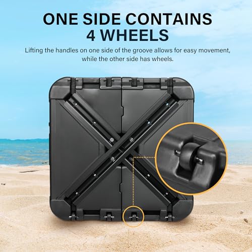 YSSOA Fillable Mobile Offset Patio Base Heavy Duty Market Cantilever Umbrella Stand Square