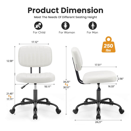 YSSOA Simple Deluxe Small Desk Chair Home Office Desk Chairs Small Vanity Chair with Wheels