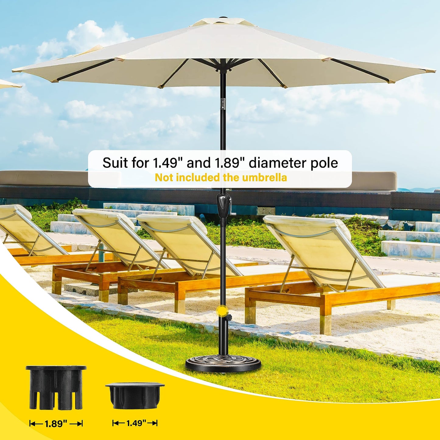 YSSOA Fillable Mobile Offset Patio Base Heavy Duty Market Cantilever Umbrella Stand Square