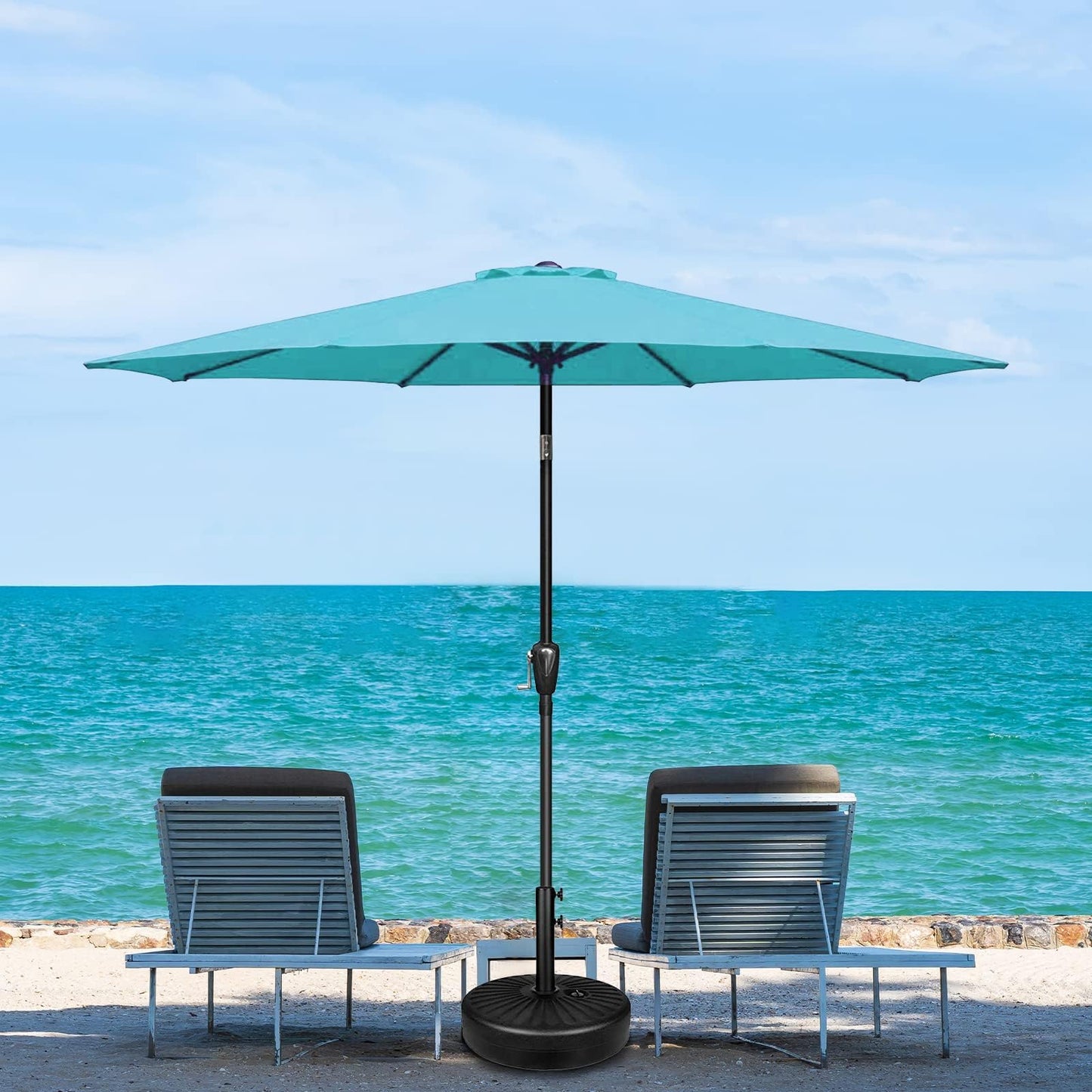 Simple Deluxe Patio Umbrella Outdoor, UV Protection Sunshade with Push Button Tilt/Crank and 8 Sturdy Ribs, for Table Garden Lawn Beach Pool