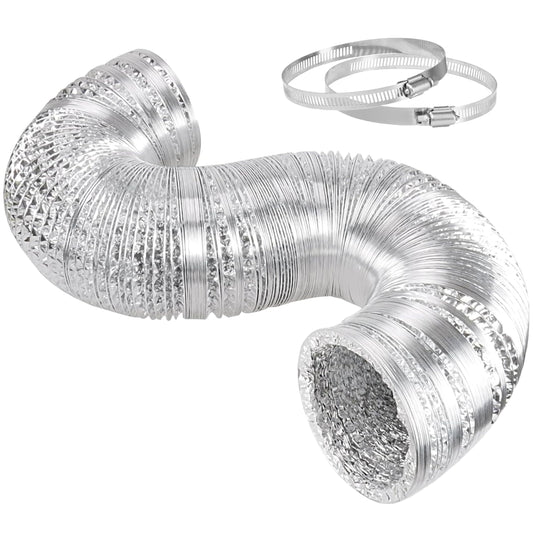 Simple Deluxe Dryer Vent Hose, Flexible Aluminum Ducting, Heavy Duty Three-Layer Protection, Long Duct for Ventilation Heating Cooling, Silver