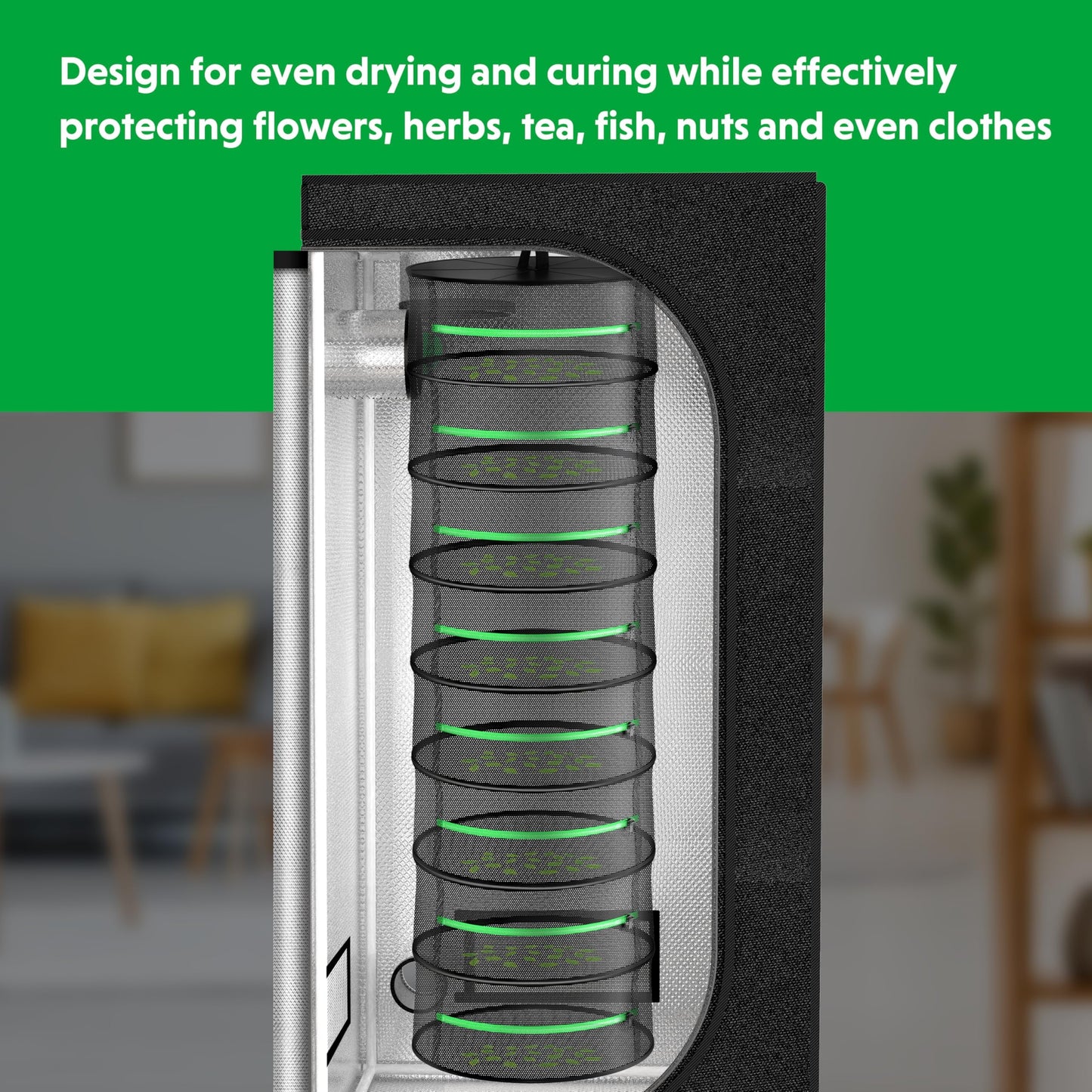 YSSOA Herb Drying Rack Zippered Hanging Dryer with Garden Pruning Shear and Hook for Hydroponics Herb, Plant, Seed, Bud