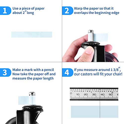 Office Chair Wheels (Set of 5) - Safe for All Floors Including Hardwood - Universal Stem 7/16 Inch