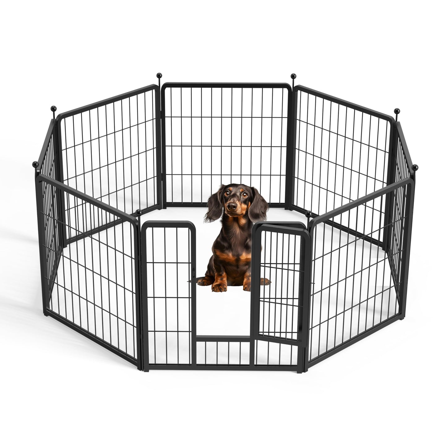 Dog Playpen, Heavy Duty Metal Pet Playpen Indoor Outdoor for Camping, Yard, RV, Garden Fence, Privacy Patio, Black