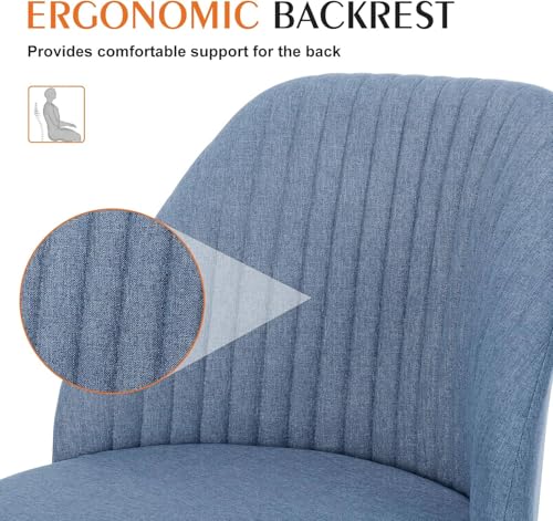 Simple Deluxe Armless Office Desk Chair, Modern Cute Swivel Vanity Chair Comfy Home Office Chairs with Wheels Height Adjustable Rolling Computer Task Stools for Living Room, Make-up, Bedroom