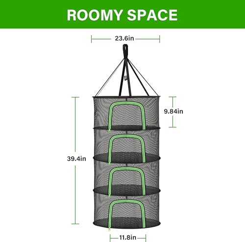 YSSOA Herb Drying Rack Zippered Hanging Dryer with Garden Pruning Shear and Hook for Hydroponics Herb, Plant, Seed, Bud
