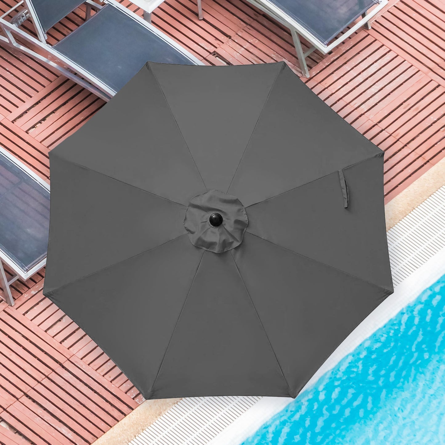 iPower 9ft Patio Umbrella Outdoor Table Umbrellas with 8 Sturdy Ribs, Push Button Tilt and Crank for Yard, Pool and Garden