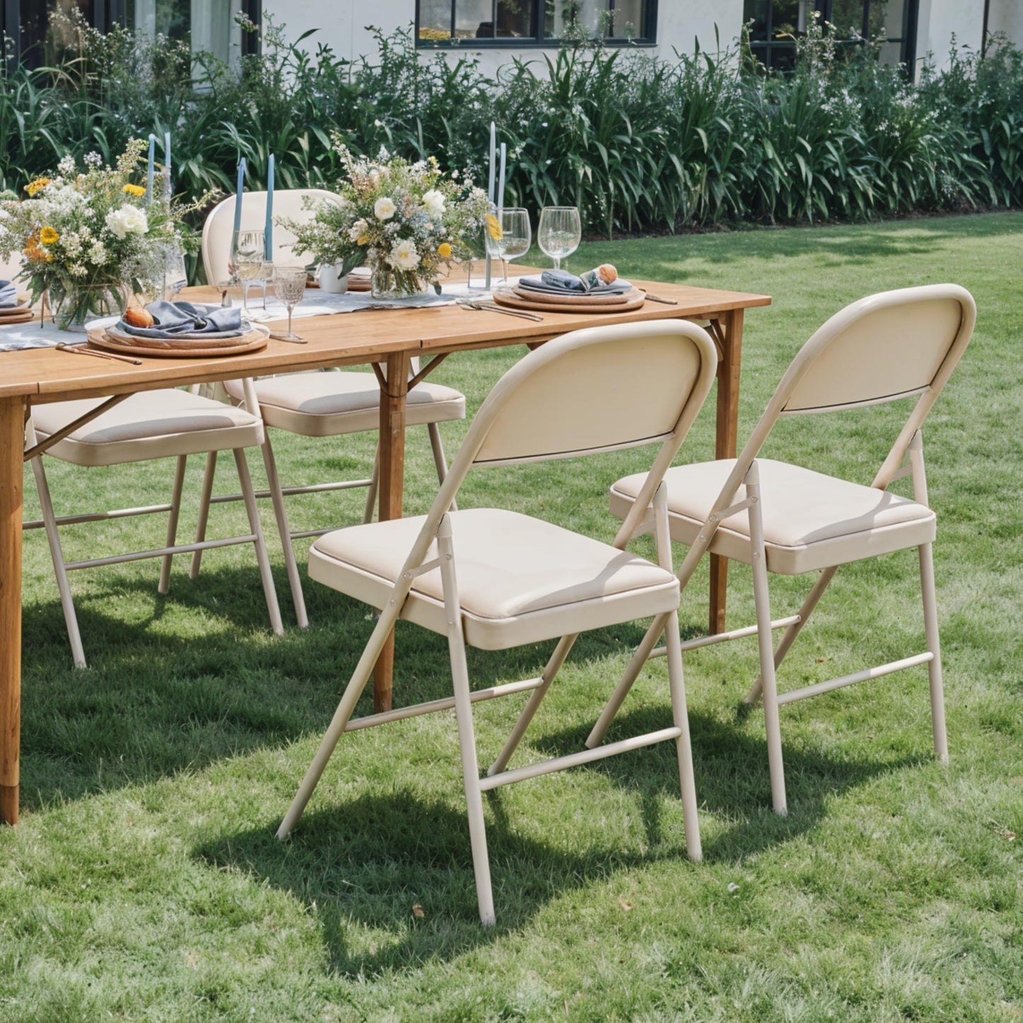 YSSOA 2 Pack Folding Chairs with Padded Vinyl Cushion Seats Commercial Event Seat