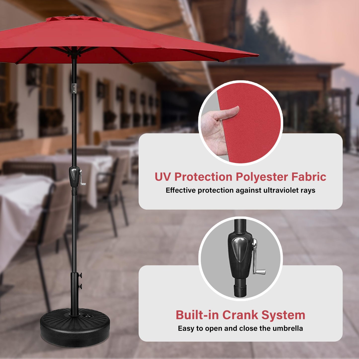 InfiniPower Outdoor Patio Umbrella Table Umbrellas with Push Button Tilt/Crank, UV Protection Waterproof for Garden Deck Backyard Pool,