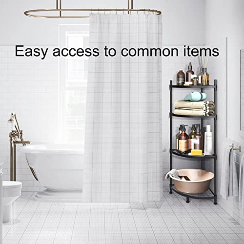 YSSOA 4 Tier Corner Display Rack Multipurpose Metal Shelving Unit, Bookcase Storage Rack Plant Stand for Living Room, Home Office, Kitchen, Small Space, 1-Pack, Bla