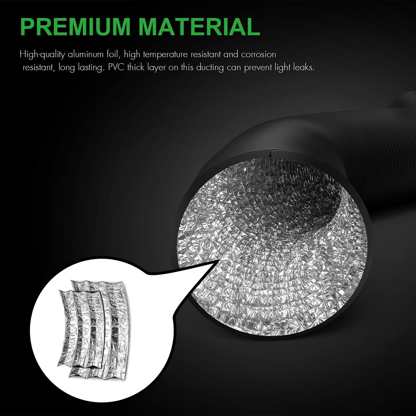 HealSmart Exhaust Inline Duct Fan Vent Booster Blower and Non-Insulated Flex Air Aluminum Foil Ducting for Indoor Grow Tent Hydroponics Ventilation
