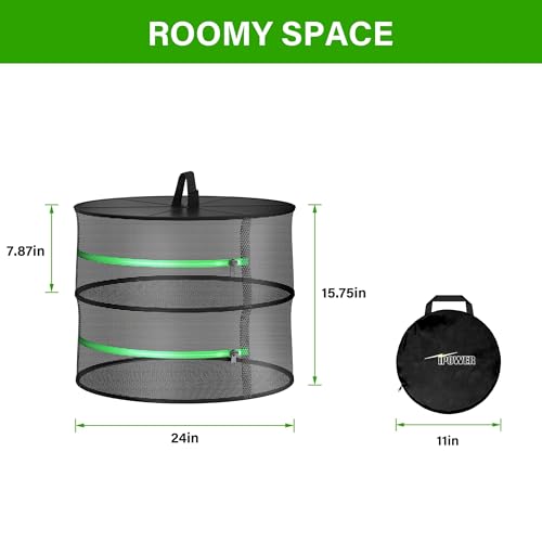 YSSOA Herb Drying Rack Zippered Hanging Dryer with Garden Pruning Shear and Hook for Hydroponics Herb, Plant, Seed, Bud