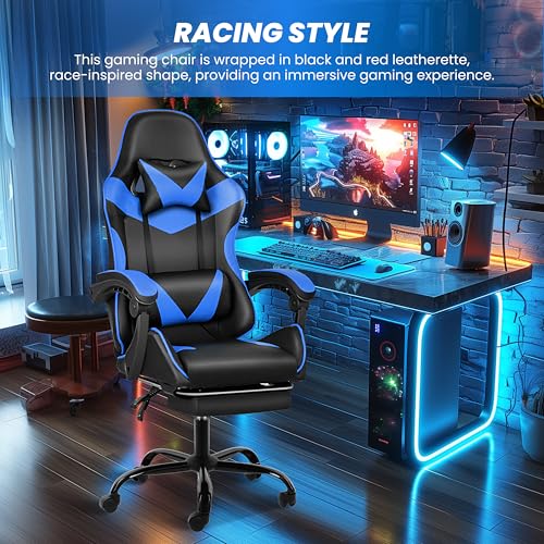 HealSmart Gaming Chair, Backrest and Seat Height Adjustable Swivel Recliner Racing Office Ergonomic Video Game Chair with Footrest