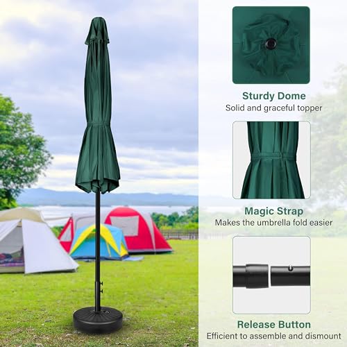 Simple Deluxe 9FT Outdoor Patio Umbrella Table Market Umbrella with Push Button Tilt and Crank, 8 Sturdy Ribs, UV Protection Waterproof for Garden, Lawn, Deck, Backyard, Pool