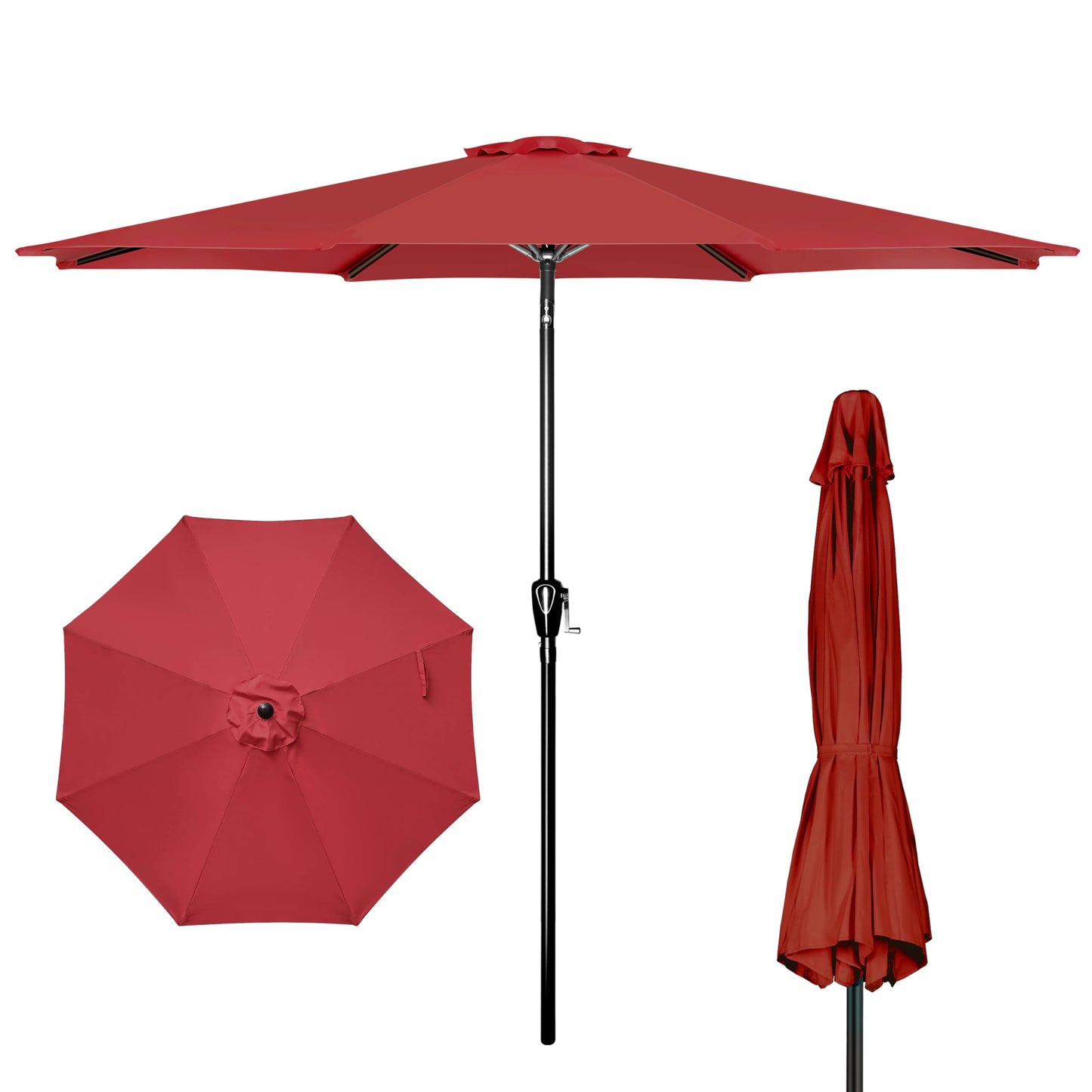 iPower 9ft Patio Umbrella Outdoor Table Umbrellas with 8 Sturdy Ribs, Push Button Tilt and Crank for Yard, Pool and Garden