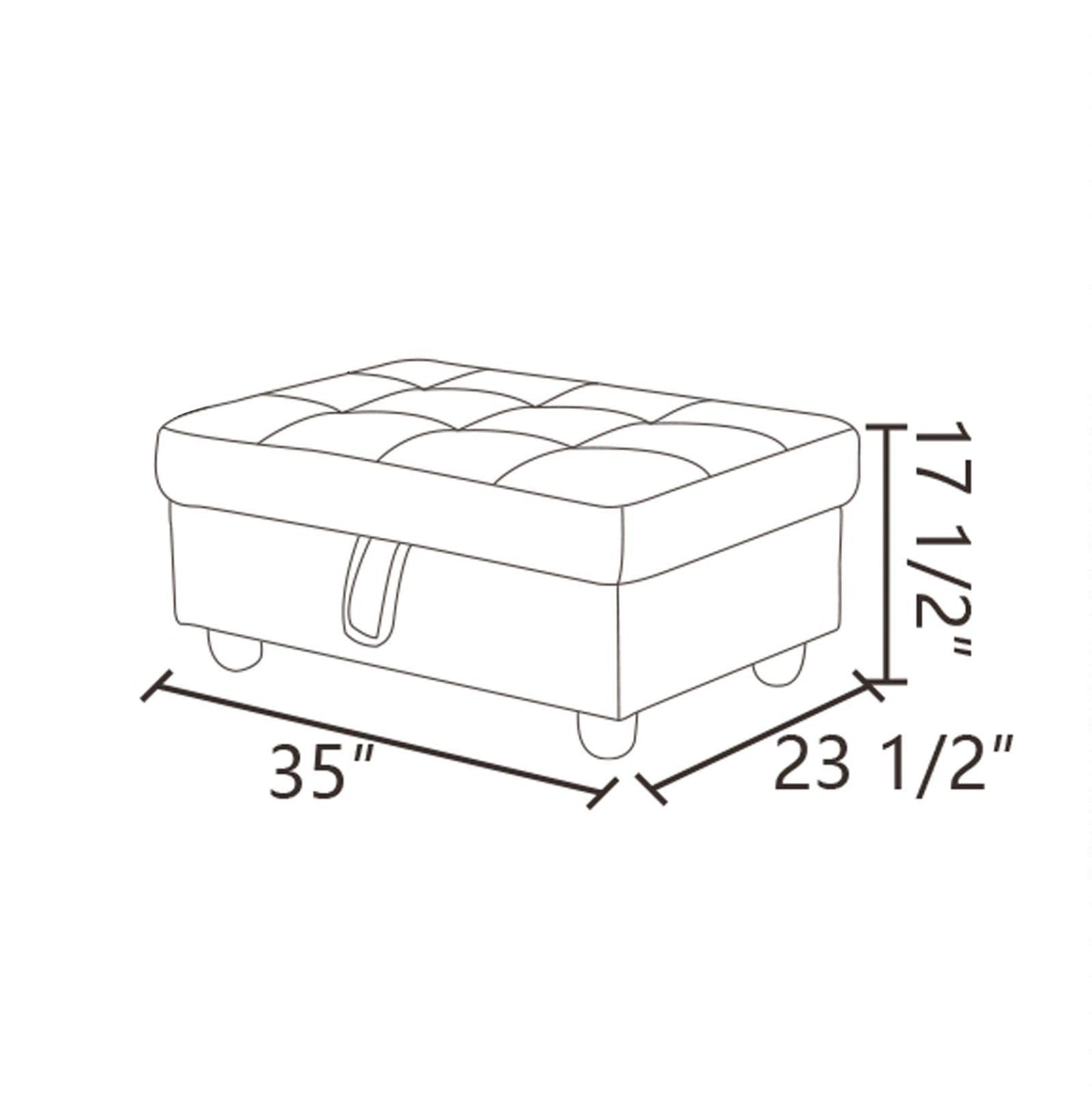 Simple Deluxe Taupe Flannel and PVC Storage Ottoman 35x23.5x17.5 - Room Decor, Organization and Storage Solution, Ottoman for Living Room, Bedroom