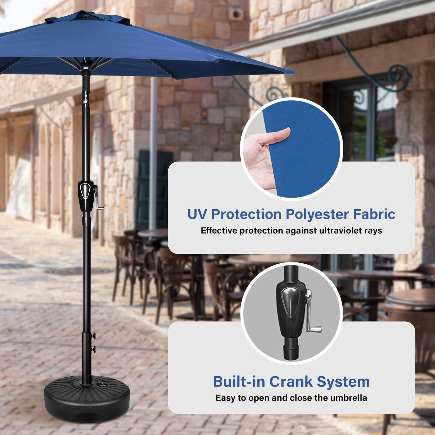 InfiniPower Outdoor Patio Umbrella Table Umbrellas with Push Button Tilt/Crank, UV Protection Waterproof for Garden Deck Backyard Pool,