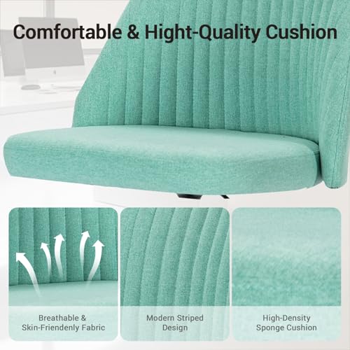 Simple Deluxe Office Desk Chair with Back and Wheels Computer Fabric Chair Armless Adjustable Height Comfy Vanity Chair with Swivel Rolling Home Chairs for Bedroom Adult
