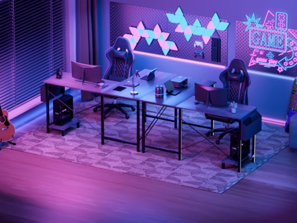 Miibox 50" L Shaped Gaming Desk with Reversible Corner - Home Office Computer Desk with Wood Top, Metal Frame, CPU Stand & Storage Bag for Small Space, Gaming Room