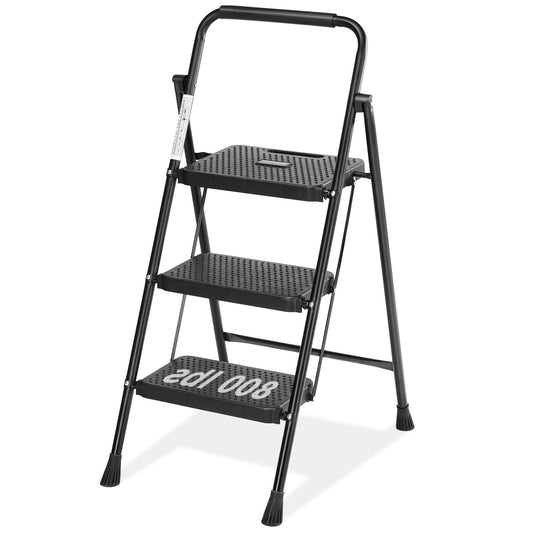 Simple Deluxe 3 Step Ladder Foldable, Lightweight Portable Step Stool, 800lbs Portable Ladder with Wide Anti-Slip Pedal, Step Stool for Adults, Lightweight Step Ladder for Home Kitchen and Outdoor