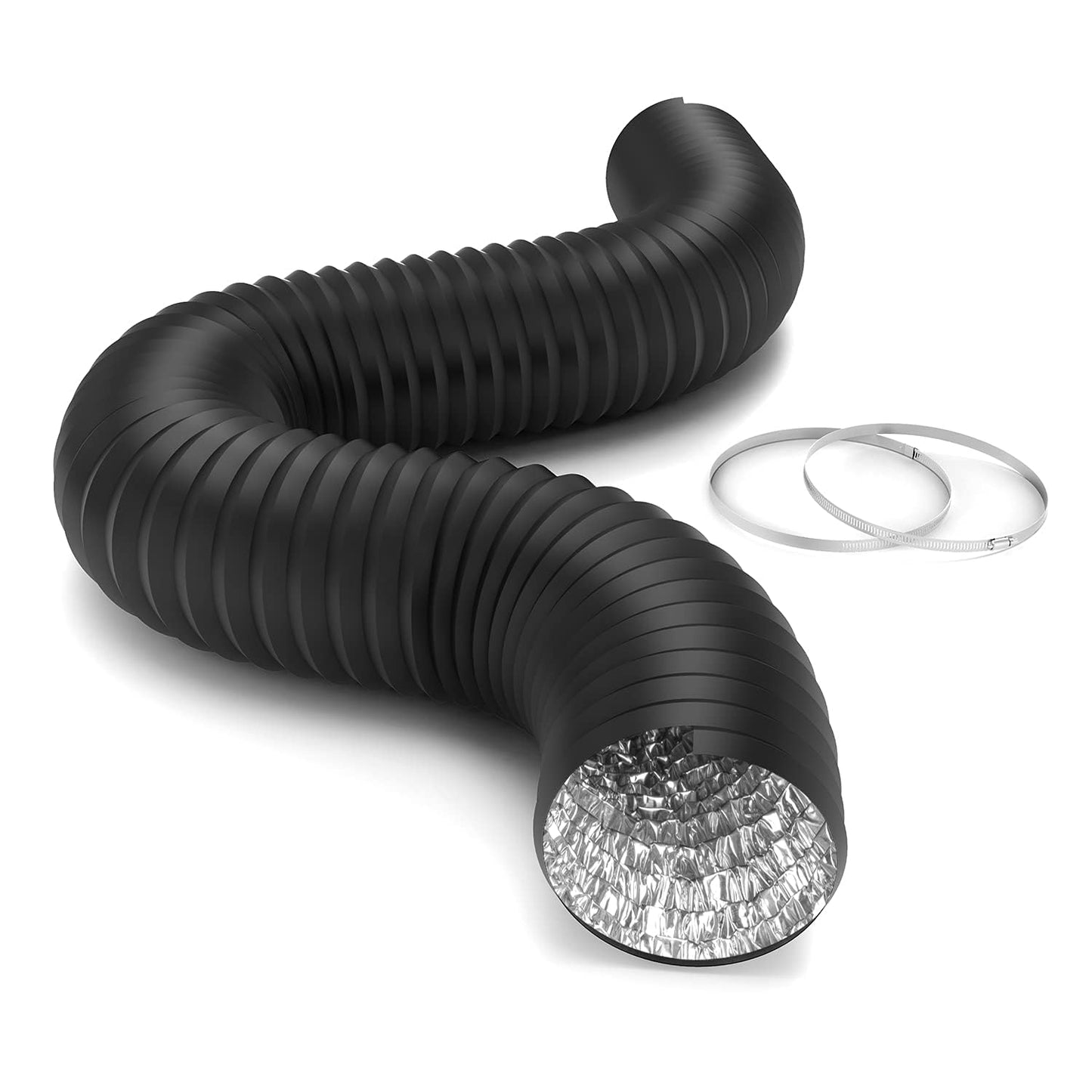 HealSmart Exhaust Inline Duct Fan Vent Booster Blower and Non-Insulated Flex Air Aluminum Foil Ducting for Indoor Grow Tent Hydroponics Ventilation