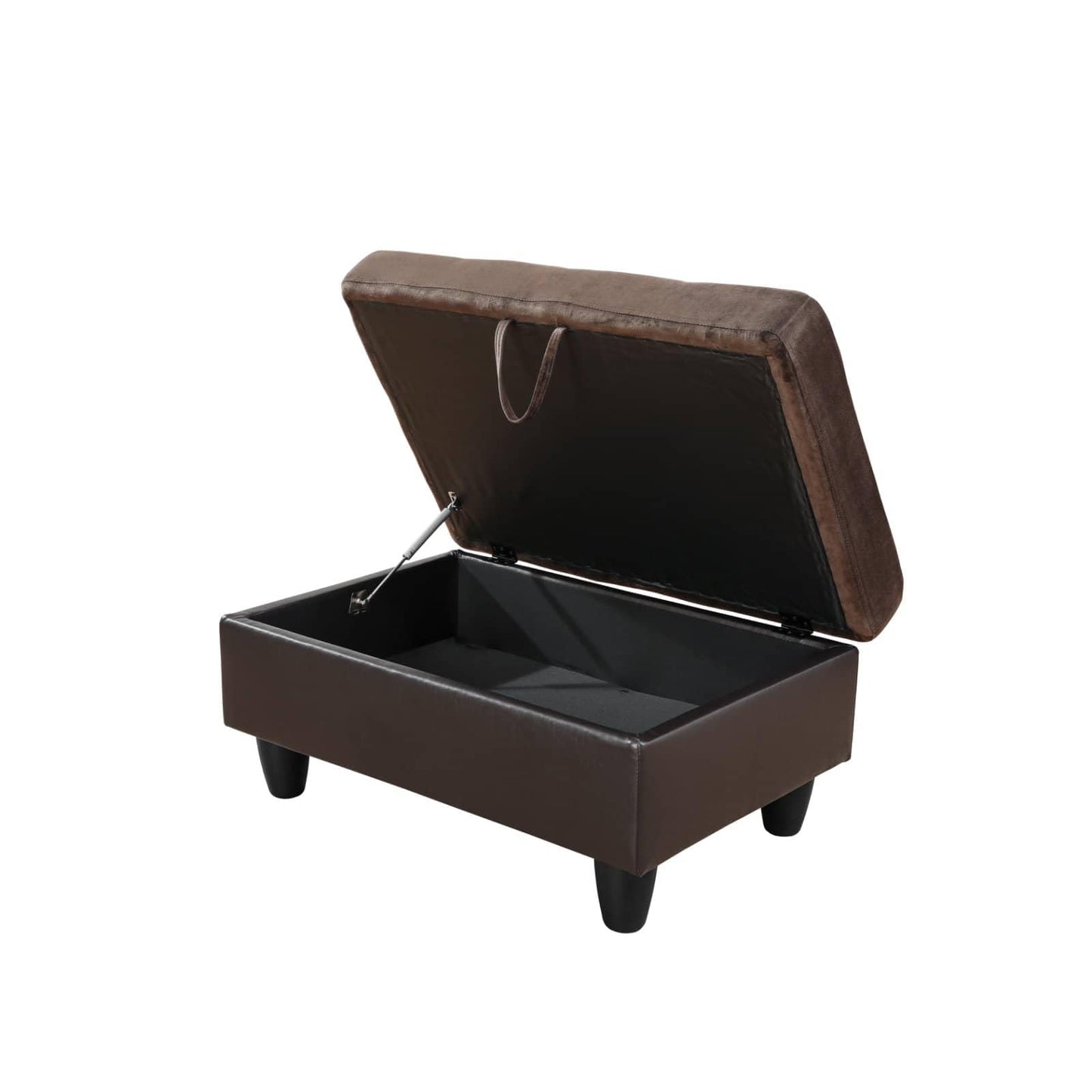 Simple Deluxe Taupe Flannel and PVC Storage Ottoman 35x23.5x17.5 - Room Decor, Organization and Storage Solution, Ottoman for Living Room, Bedroom