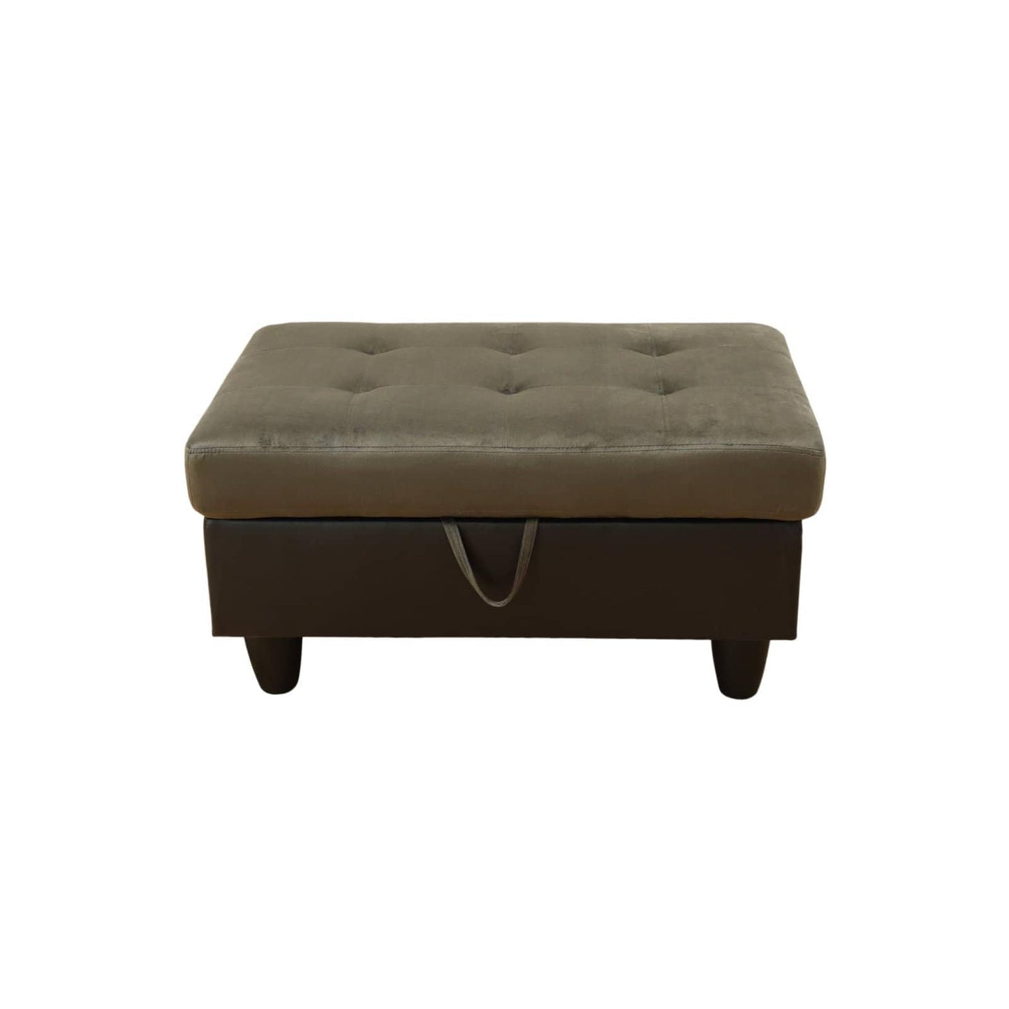 Simple Deluxe Taupe Flannel and PVC Storage Ottoman 35x23.5x17.5 - Room Decor, Organization and Storage Solution, Ottoman for Living Room, Bedroom