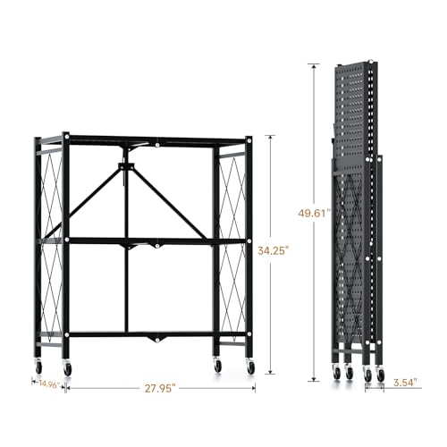 Simple Deluxe 3-Tier Folding Storage Shelves,