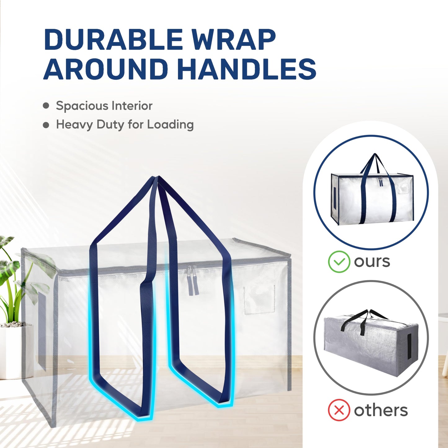 YSSOA Extra Large Moving Bags with Carrying Handles & Zippers, Moving Supplies with lids, Fold Flat, Moving and Storing