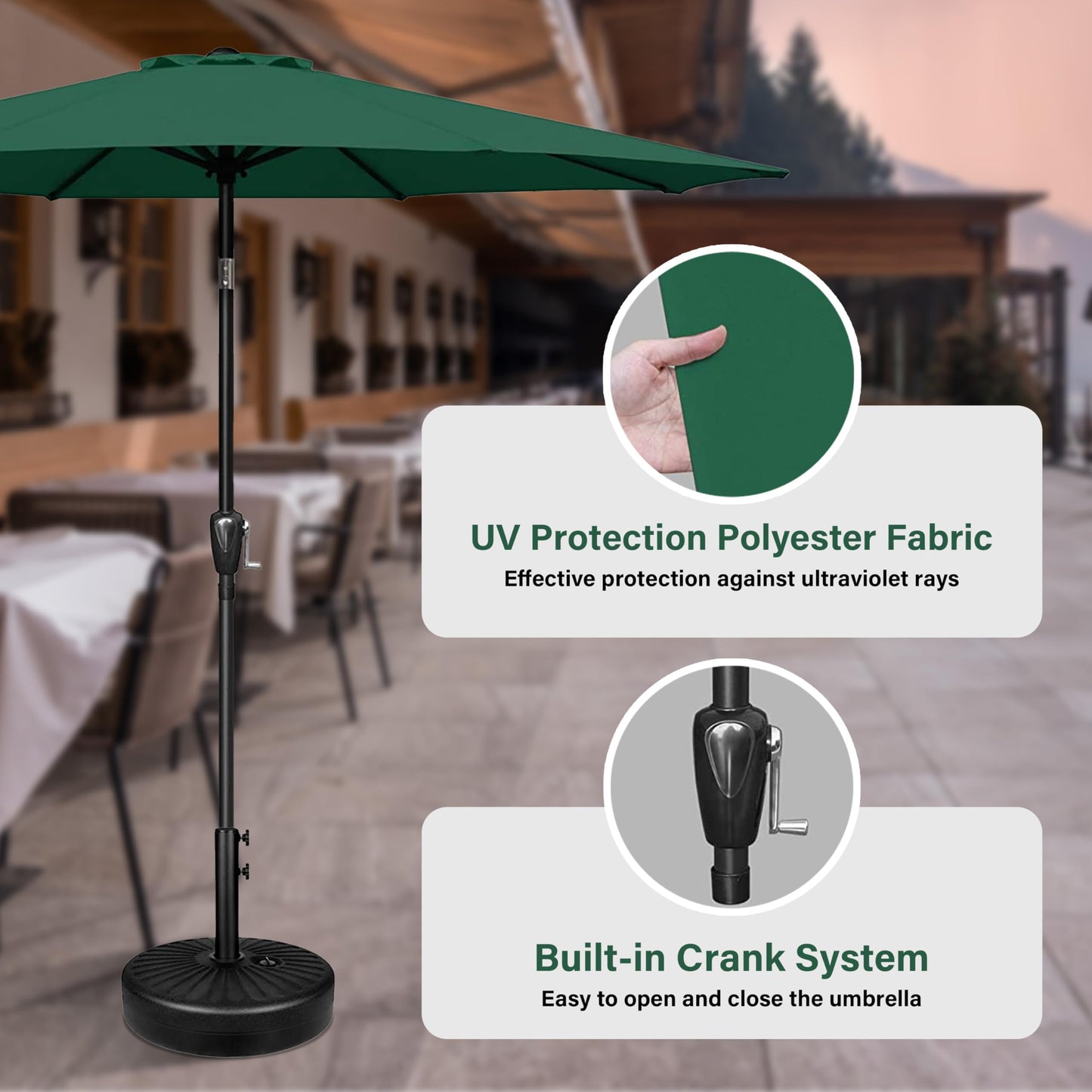 InfiniPower Outdoor Patio Umbrella Table Umbrellas with Push Button Tilt/Crank, UV Protection Waterproof for Garden Deck Backyard Pool,