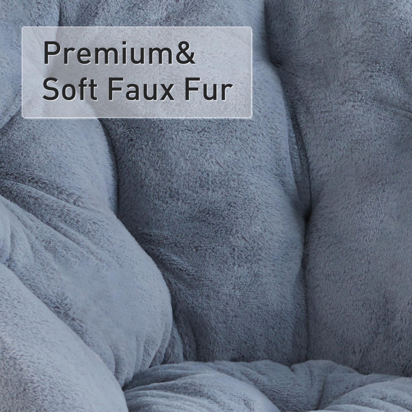 Simple Deluxe Cozy Chair, Faux Fur Saucer Chair for Bedroom, Comfy Foldable Moon Chair, Round Fluffy Chair for Living Room, Fuzzy Saucer Chairs for Adults Room