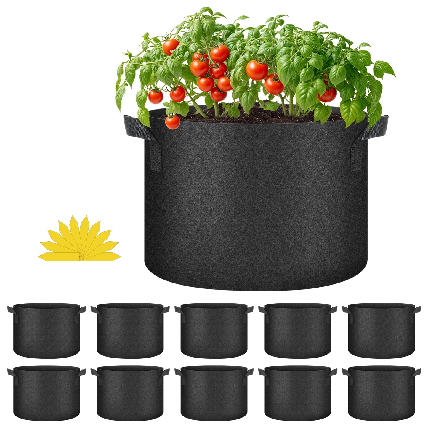YSSOA Nonwoven Fabric Plant Pots with Handles,