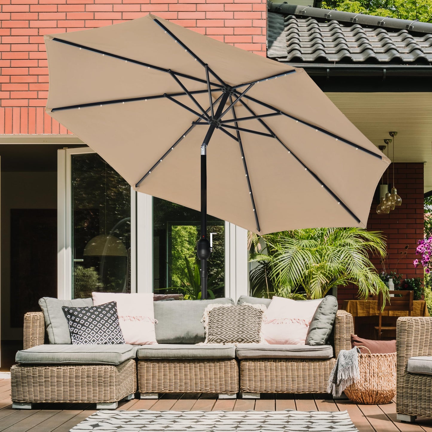 InfiniPower 9ft Patio Umbrella Replacement Canopy, Outdoor Replacement Canopy Only, Table Umbrellas Top Cover with 8 Ribs for Garden, Yard