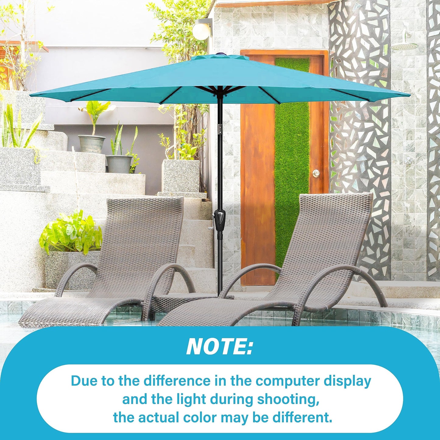 YSSOA 9ft/10ft Outdoor Market Patio Umbrella with 8 Sturdy Ribs, Tilt/Crank Push Button for Garden, Deck, Backyard and Pool