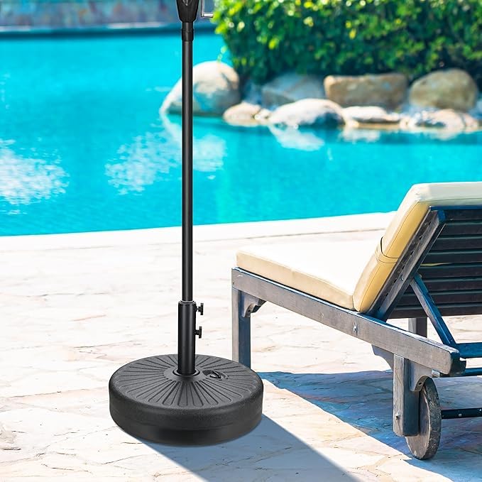 iPower 50LBS Capacity Patio Umbrella Base Heavy-Duty Round Stand Fillable Outdoor Umbrella Base Durable Holder Stand for Lawn, Patio, Deck, Black