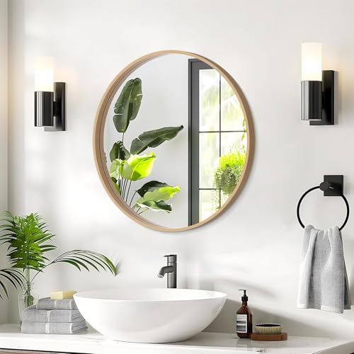 YSSOA Black 20 Inch Round Mirror