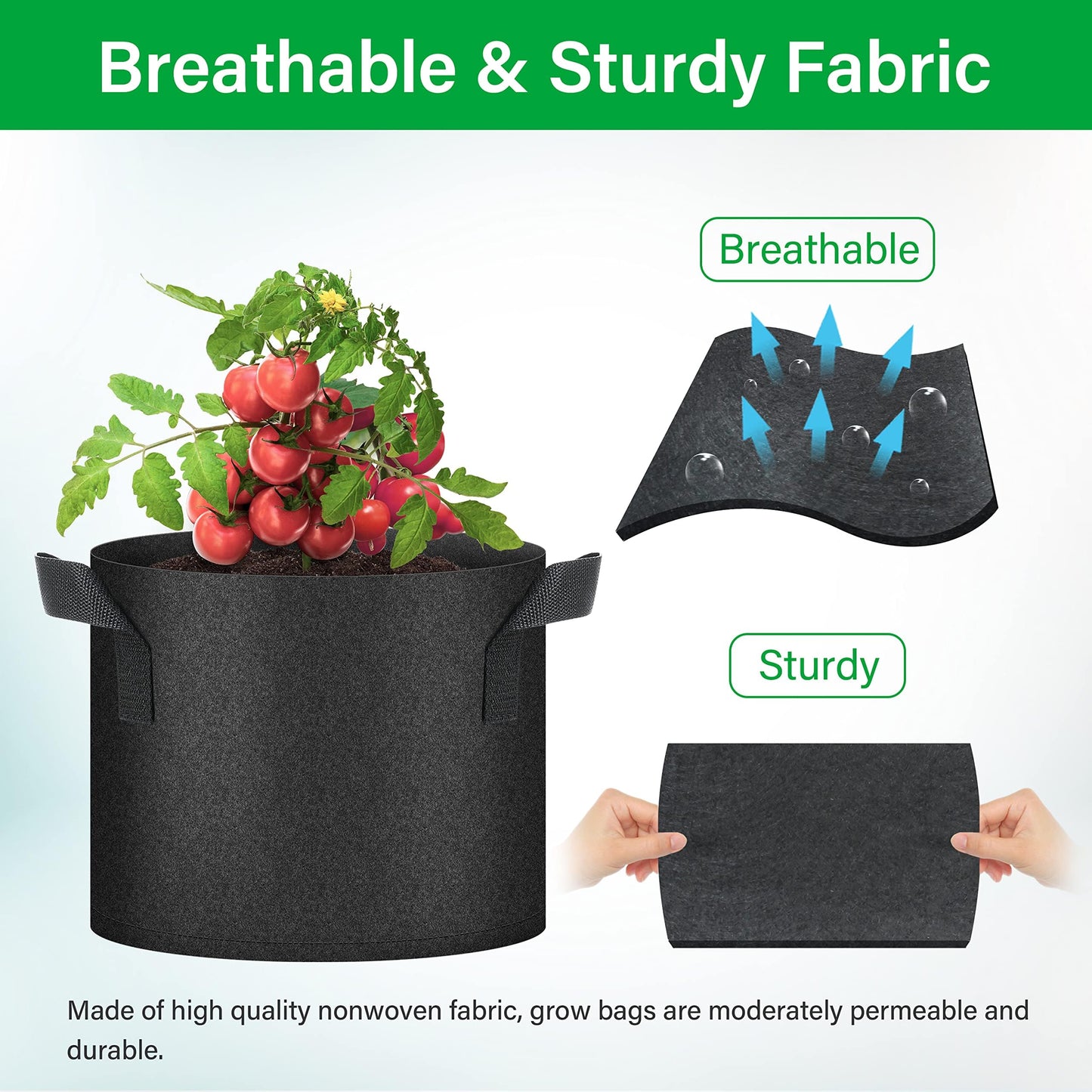 YSSOA Nonwoven Fabric Plant Pots with Handles,