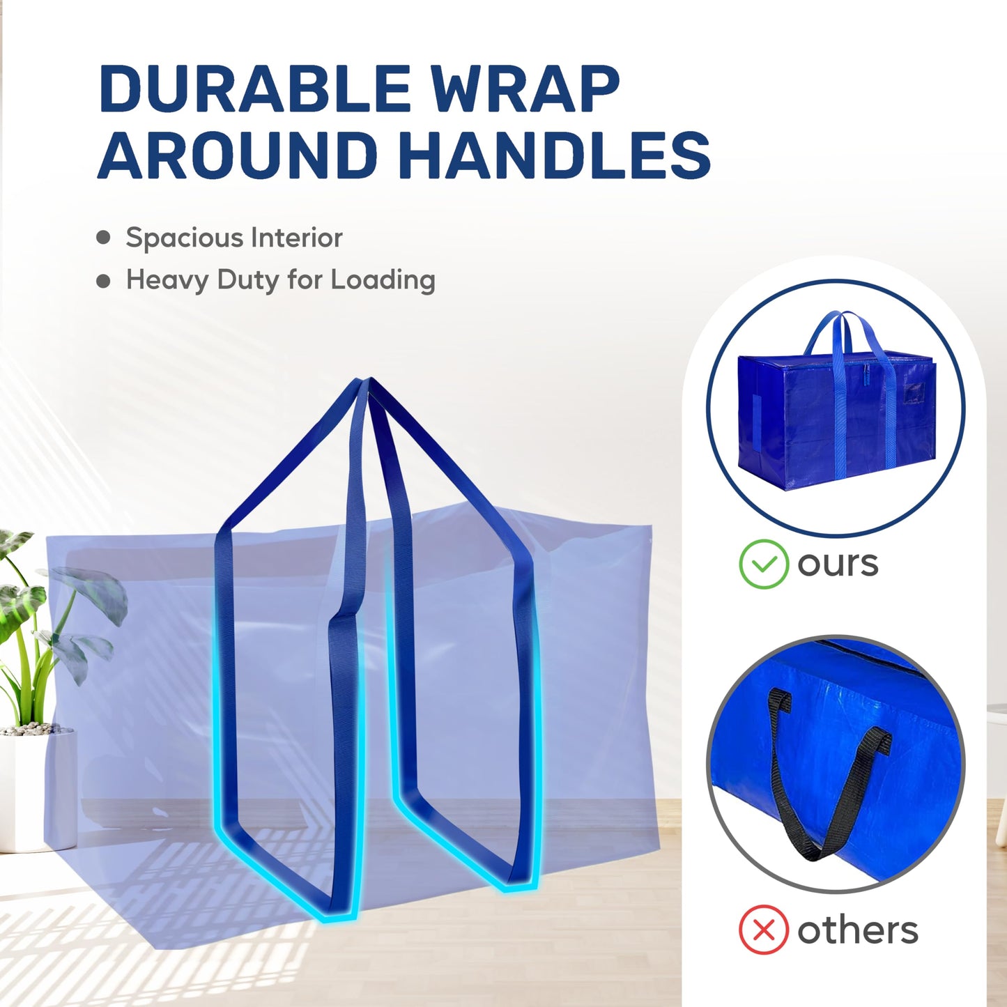 YSSOA Extra Large Moving Bags with Carrying Handles & Zippers, Moving Supplies with lids, Fold Flat, Moving and Storing