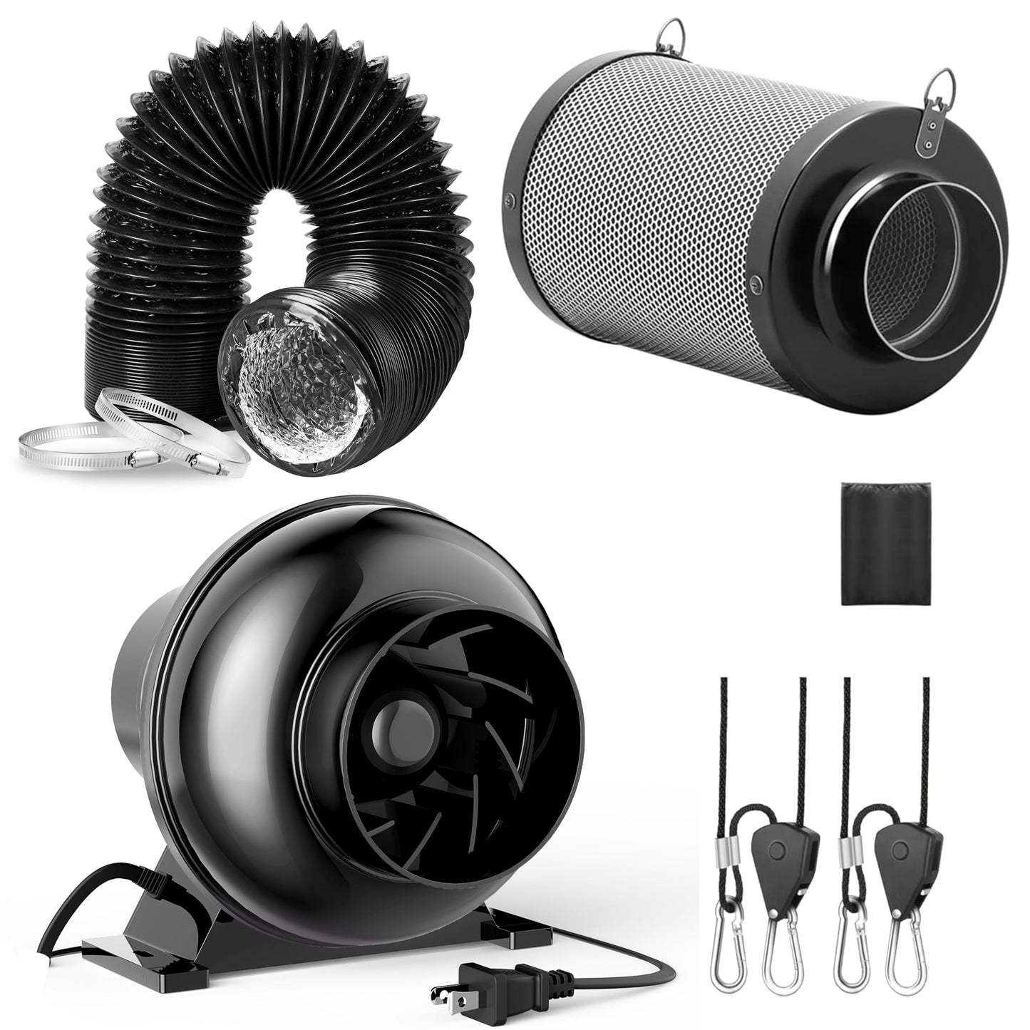 InfiniPower 4 Inch 195 CFM Inline Ventilation Equipment for Grow Tent, Greenhouse, Kitchen