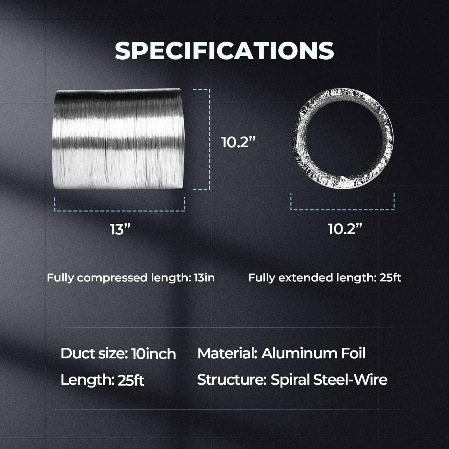 iPower Non-insulated Flex Air Aluminum Ducting