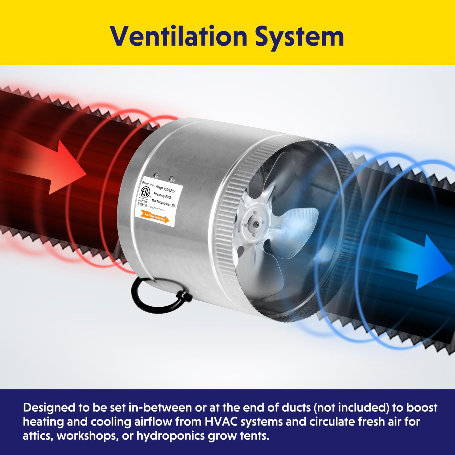 iPower Inline Booster Duct Fan and Speed Adjuster HVAC Controls