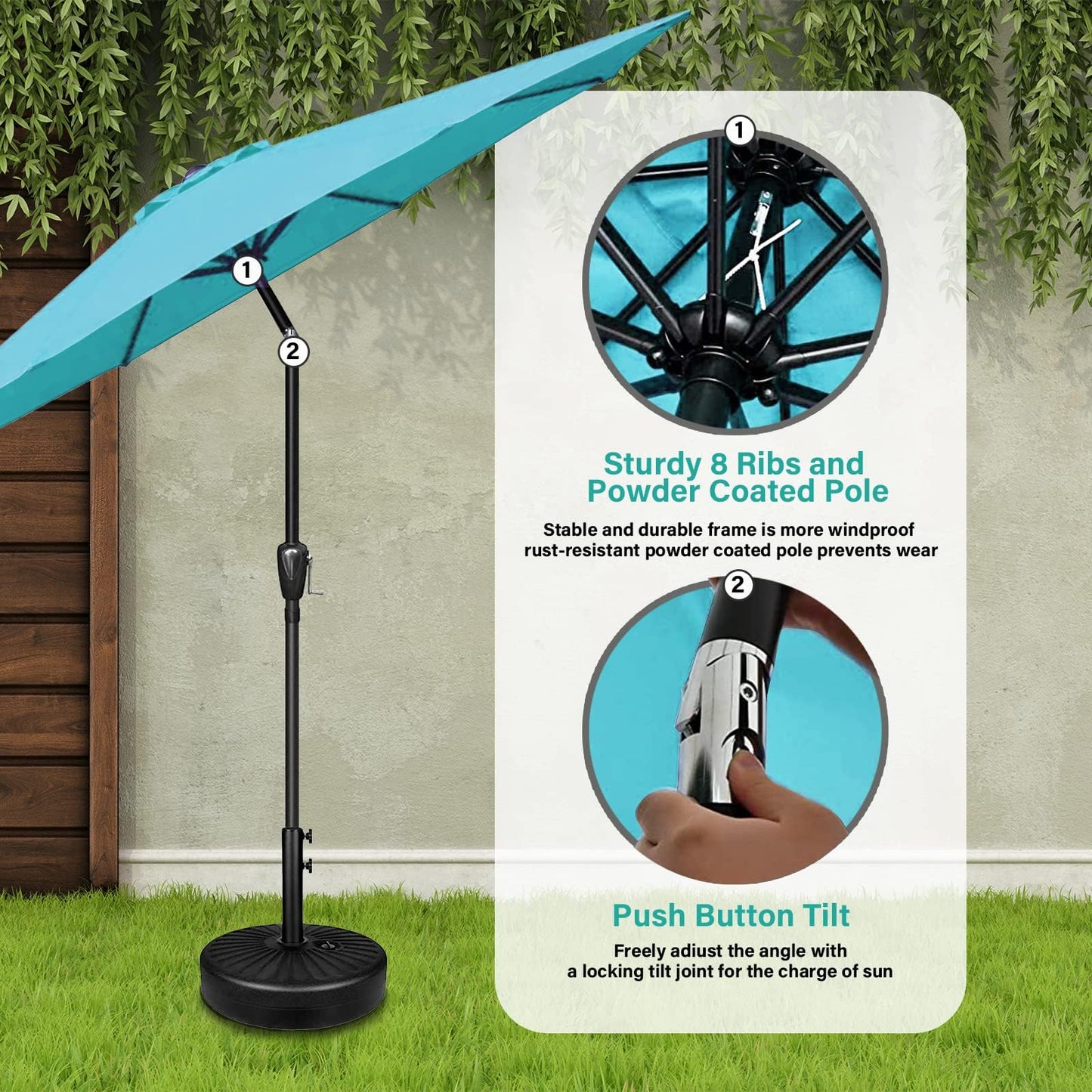YSSOA Fillable Mobile Offset Patio Base Heavy Duty Market Cantilever Umbrella Stand Square