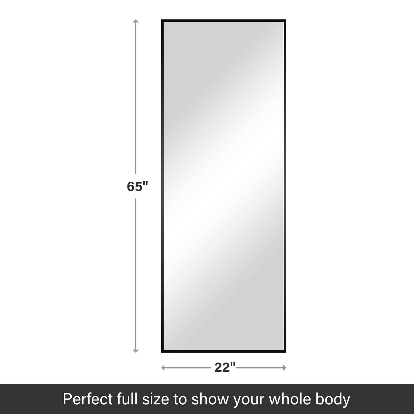YSSOA Full Length Mirror, Floor Mirror with Stand,Wall-Mounted Dressing Mirror, Bedroom Mirror