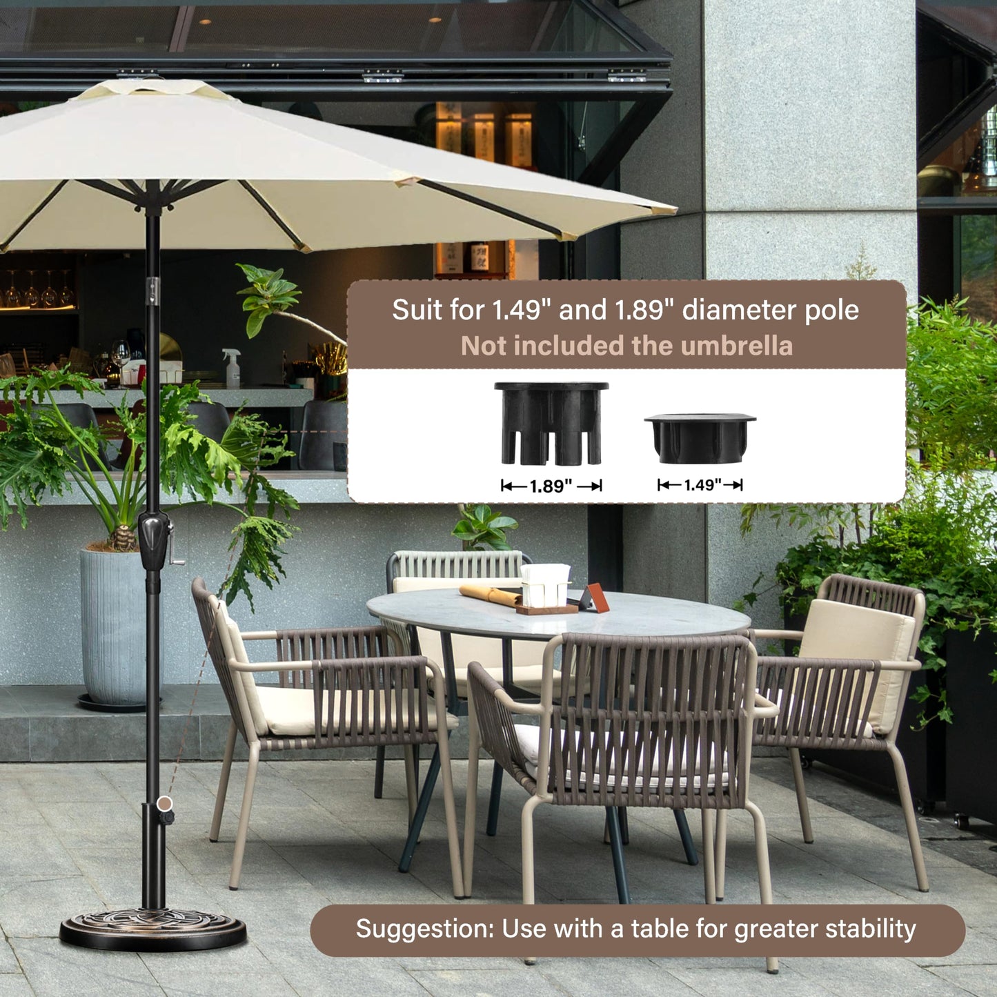 HealSmart 50Lbs Durable Fillable Outdoor Patio Umbrella Base Heavy Duty Stand for Lawn, Deck, Poolside, Black