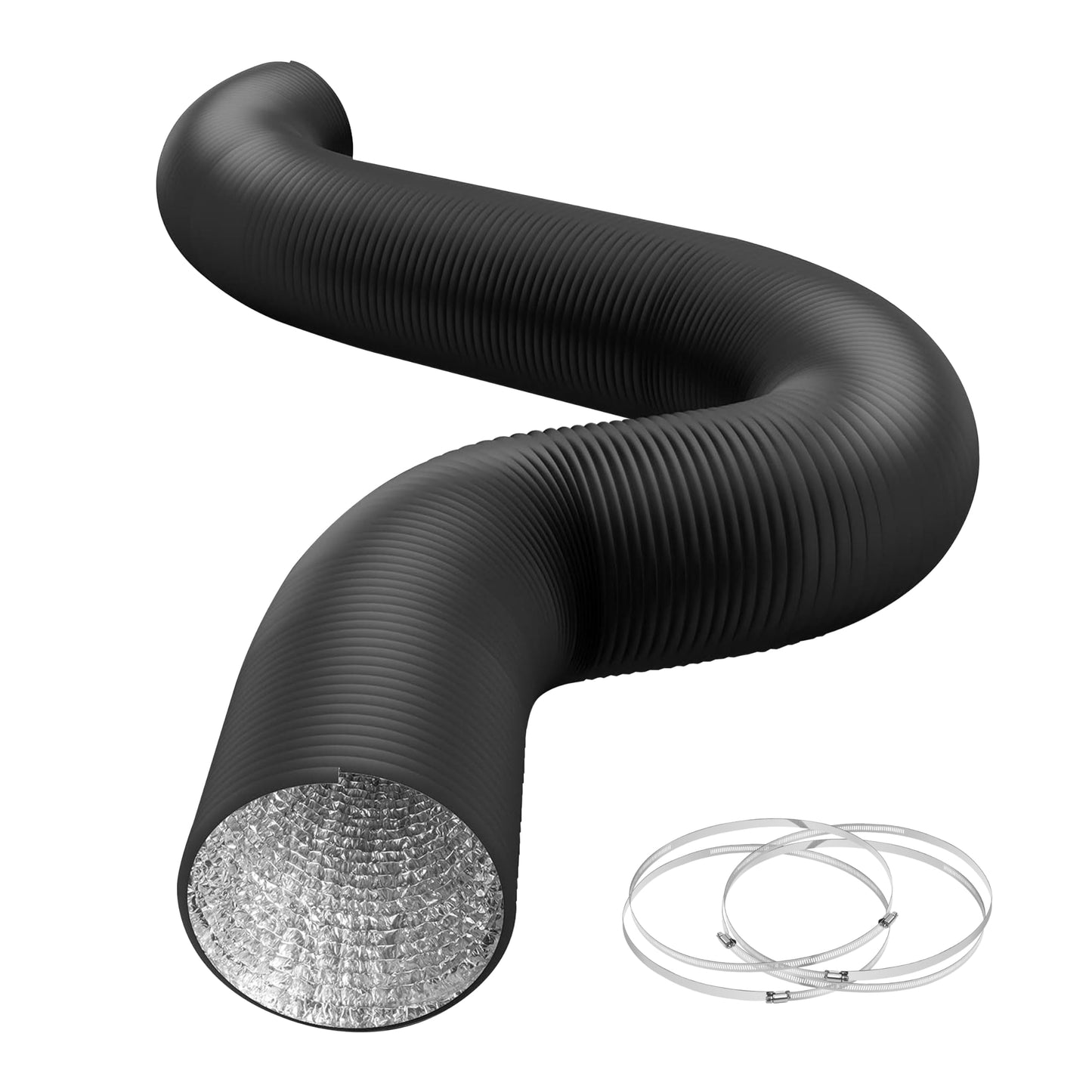 HealSmart Exhaust Inline Duct Fan Vent Booster Blower and Non-Insulated Flex Air Aluminum Foil Ducting for Indoor Grow Tent Hydroponics Ventilation