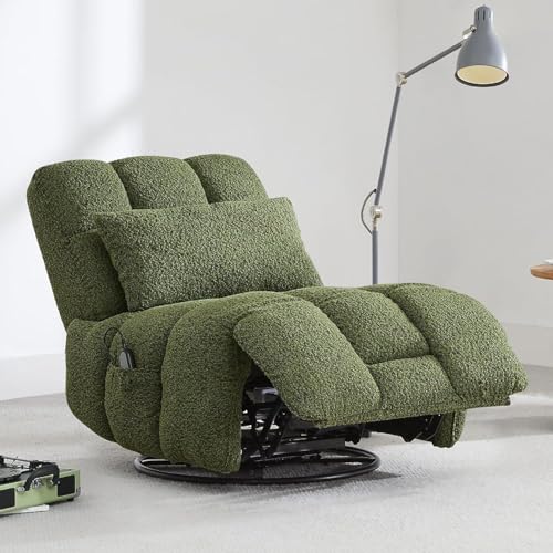 Oversized Power Recliner Chair for Adults, Ultra-Comfy Remote Control Glider Recliner for Living Room Theater Seating Single Sofa, Swivel Rocker Recliner Chair with Side Pocket